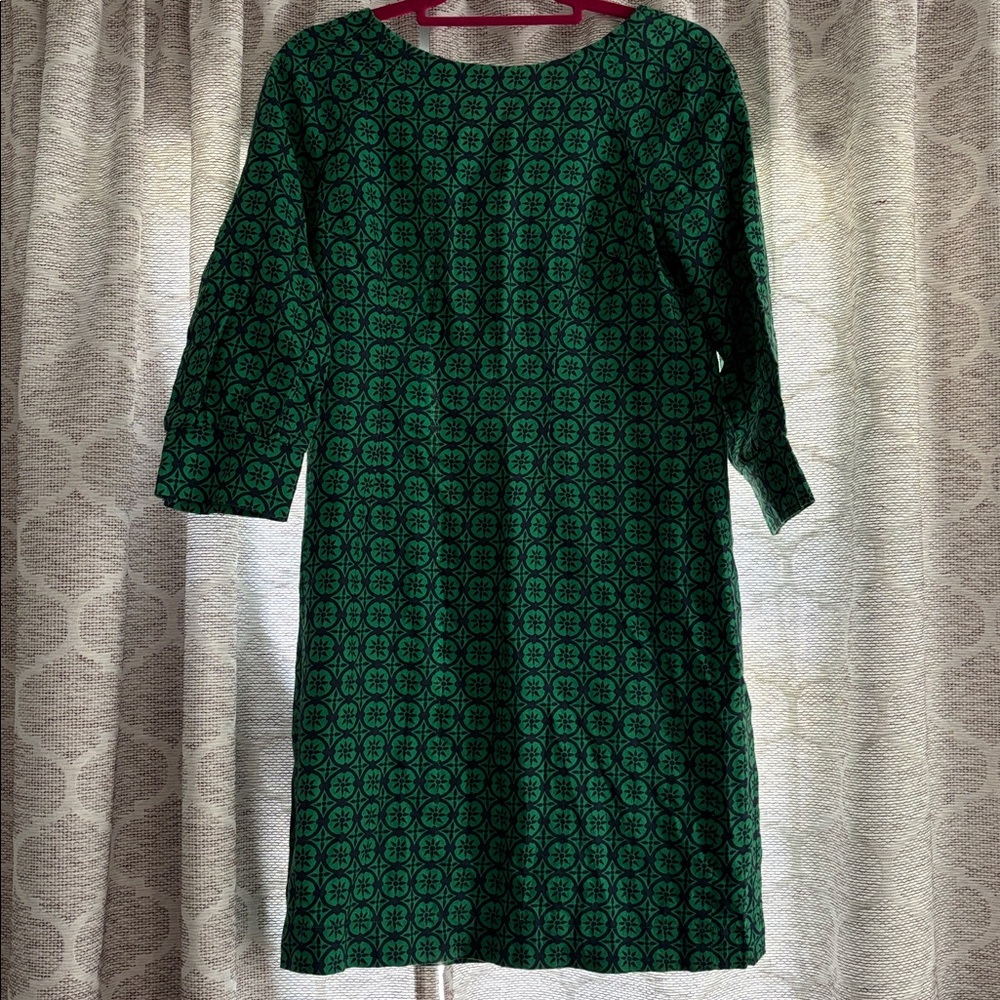 Boden Green and Navy Patterned Dress
